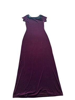 Women's velvety wine/ burgundyMaxi Dress with Cap Sleeves